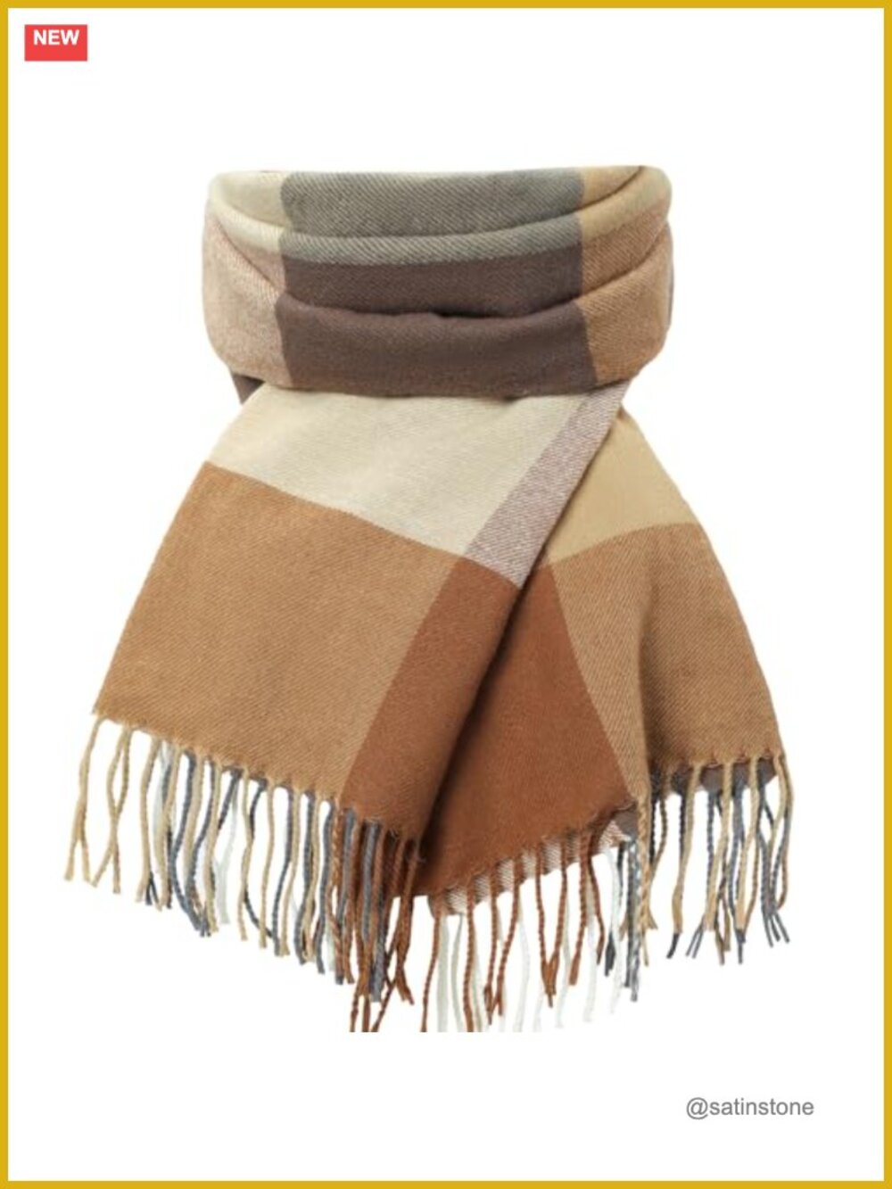Winter Scarf for Women, Soft Plaid Blanket Scarf with Tassels